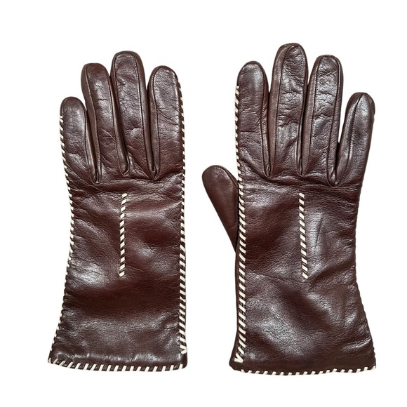VINTAGE Leather Wool Knit Lined Gloves - Picture 3 of 5